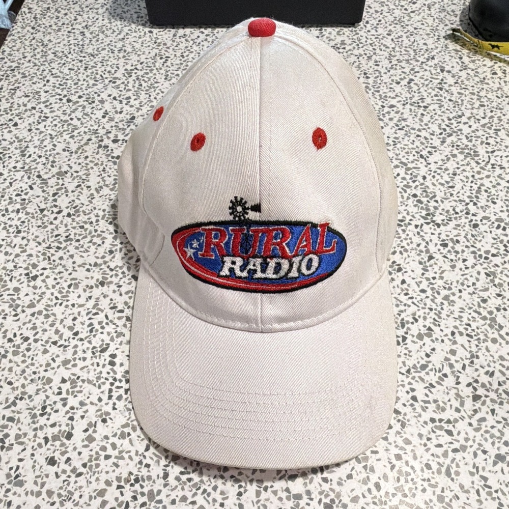 Pacific Headwear Rural Radio Embroidered Adjustable Baseball Cap Hat White/Red